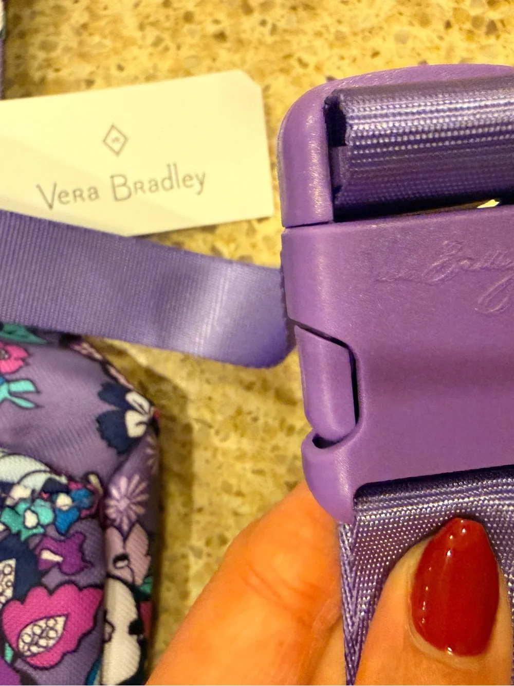 Vera Bradley Purple Floral Kids Belt Bag with ID Holder and Lanyard